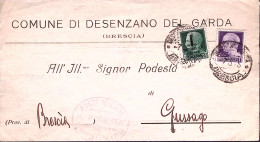 1945-IMPERIALE Lire 1 + IMPERIALE Sopr C.25 Su Piego Desenzano (7.3) - Marcofilie