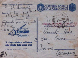 1943-Posta Militare/n. 23 (22.8) Su Cartolina Franchigia Piega Verticale - Storia Postale