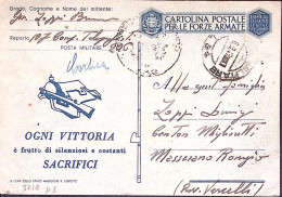 1942-OGNI VITTORIA è . Cartolina Franchigia Viaggiata Posta Militare N.64 (6.9)  - Storia Postale