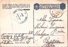 1943-Posta Militare/N 43 C.2 (8.9 Data Dell'armistizio) Su Cartolina Franchigia - Storia Postale