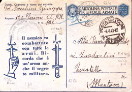 1943-Posta Militare/N 121 SEZ A C.2 (6.6) Su Cartolina Franchigia Fori Spillo - Storia Postale