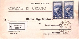1957-ITALIA LAVORO Coppia £55 Su Piego Raccomandato Saronno (17.10) - 1946-60: Marcophilie