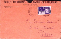 1954-TELEVISIONE Lire 25 Isolato Su Busta Cutiglia - 1946-60: Marcophilia