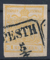 O 1850 1kr HP I Okkersárga Bélyeg "PESTH" (Ferchenbauer EUR 170.-) Certificate: Steiner - Altri & Non Classificati
