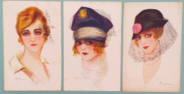 Illustrateur Italien A. BUSI - Cartes Postales - ACB N° 34-1, 34-2 Et 34-3 - Femme - Art-déco - Etat Voir Scan - Busi, Adolfo