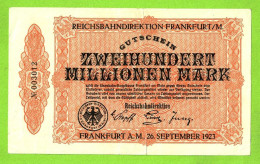 ALLEMAGNE / NOTGELD Der STADT FRANKFURT Am MAIN / ZWEIHUNDERT MILLIONEN MARK /  N° 003012 / 26 SEPTEMBRE 1923 - Lokale Ausgaben