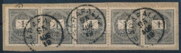 1889 1kr ötöscsík Kivágáson / Mi 27 Stripe Of 5 On Cutting - Other & Unclassified