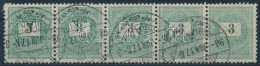 O 1889 3kr ötöscsík, Lemezösszefüggés / Mi 29 Stripe Of 5 - Sonstige & Ohne Zuordnung