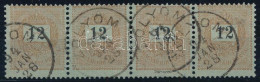 O 1889 12kr Négyescsík, Lemezösszefüggés / Mi 33 Stripe Of 4 - Sonstige & Ohne Zuordnung