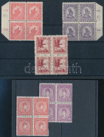**, * 1916 Hadisegély + Koronázás Négyestömbök (1 Bélyeg Falcos / 1 Stamp Hinged) - Sonstige & Ohne Zuordnung