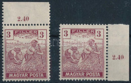 ** 1919 Magyar Posta 2 Db ívszéli 3f (6.000) (ívszélen Falcnyom / Hinged Margin) - Other & Unclassified