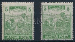 ** 1919 Magyar Posta 2 Db 5f, Az Egyik Eltömődött, A Másik Hiányos Jobb Oldali értékszámmal - Autres & Non Classés