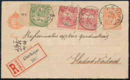 1908 Ajánlott Zárt Díjjegyes Levelezőlap 3 Bélyeges Kiegészítéssel "ALSÓ-SZOPOR" / Registered PS-cover Card With Additio - Other & Unclassified