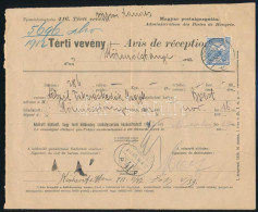 1912 Tértivevény Sérült Turul 25f Bélyeggel / Recorded Delivery With Damaged Stamp - Autres & Non Classés