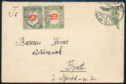 1919 Levél Felezett Arató 5f Bélyeggel, Portó 15f Párral - Autres & Non Classés