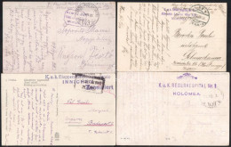 1915-1917 4 Db Tábori Posta Képeslap, Közte 2 Db Kórház - Sonstige & Ohne Zuordnung