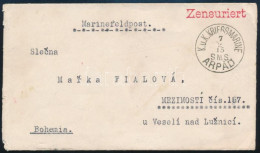 1915 Cenzúrás Tábori Posta Levél írógéppel írt Címzéssel Dél-Csehországba Küldve "K.u.K. KRIEGSMARINE / S.M.S. ÁRPÁD" - Sonstige & Ohne Zuordnung