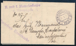 1917 Tábori Posta Levél "K. Und K. Matrosenkorps II. Kompagnie" - Sonstige & Ohne Zuordnung