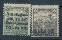 * Nyugat-Magyarország I-III. 1921 Arató 40f és 60f 3-as Lyukasztással Bodor Vizsgálójellel - Sonstige & Ohne Zuordnung