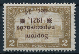 * Nyugat-Magyarország VIII. 1921 Parlament 2K Fordított Felülnyomattal, Bodor Vizsgálójellel / With Inverted Overprint.  - Andere & Zonder Classificatie