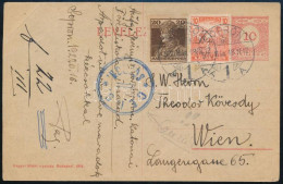 1920 Díjkiegészített Díjjegyes Levelezőlap Cenzúrázva Bécsbe - Other & Unclassified
