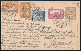 1924 4 Bélyeggel Kiegészített Díjjegyes Levelezőlap Pécsről Budapestre - Sonstige & Ohne Zuordnung