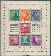 O 1938 Eucharisztikus Blokk (9.000) (saroktörés, Folt / Folded Corner, Spot) - Otros & Sin Clasificación