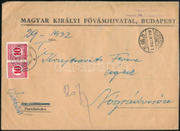 1932 Levél Budapestről Nógrádverőcére 2 X 10f Portóval - Other & Unclassified