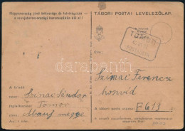 1943 Levelezőlap "TOMOR" Postaügynökségi Bélyegzéssel - Other & Unclassified