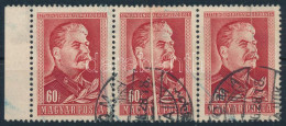 O 1949 Sztálin 60f ívszéli Hármascsík 2 Db Papírránccal - Andere & Zonder Classificatie