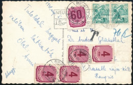 1948 Képeslap Svájcból Budapestre, 5 Db Portó Bélyeggel / Postcard From Switzerland To Budapest, With Postage Due - Sonstige & Ohne Zuordnung