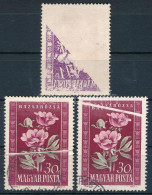 O 1950 Virág (I.) 1Ft Részleges Lila Gépszínátnyomattal + 2 Db 30f Papírránccal - Other & Unclassified