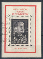 O 1953 Sztálin Blokk Elsőnapi Bélyegzéssel (6.000) - Autres & Non Classés