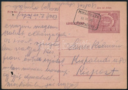 1955 40f Díjjegyes Levelezőlap "MIHÁLYHÁZA" Postaügynökségi Bélyegzéssel - Other & Unclassified