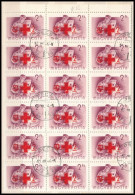 O 1957 Vöröskereszt (IV.) 2Ft ívszéli 18-as Tömbben, Benne T Nélküli Tévnyomat - Autres & Non Classés