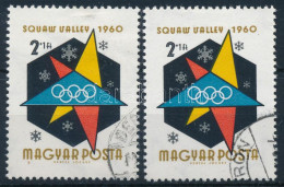 O 1960 Téli Olimpia 2Ft, Kék Színeltolódás Miatt Fehér Csík A Kék Háromszög Alján + Támpéldány - Other & Unclassified