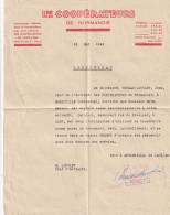 Mondeville (Calvados 14) WW2 ENTREPOT De MONDEVILLE - Les Coopérateurs De Normandie Attestation De 1942 - 1900 – 1949