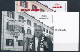 ** 2023 Orbán Viktor Miniszterelnök 60 éves 3 Db-os Emlékív Garnitúra Azonos 00023 Sorszámmal, Közte Feketenyomat és Ajá - Sonstige & Ohne Zuordnung