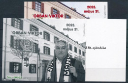 ** 2023 Orbán Viktor Miniszterelnök 60 éves 3 Db-os Emlékív Garnitúra Azonos 00023 Sorszámmal, Közte Feketenyomat és Ajá - Andere & Zonder Classificatie