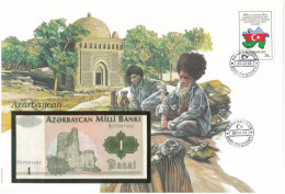 Azerbajdzsán 1992. 1M Felbélyegzett Borítékban, Bélyegzéssel T:UNC Azerbaijan 1992. 1 Manat In Envelope With Stamp And C - Non Classificati