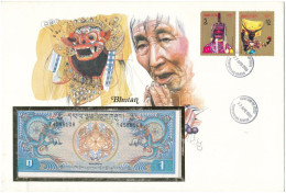 Bhutan 1N DN (1981-1985). Felbélyegzett Borítékban, Bélyegzéssel T:UNC  Bhutan ND (1981-1985). 1 Ngultrum In Envelope Wi - Non Classificati