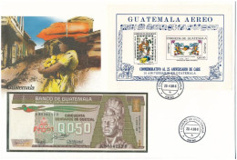 Guatemala 1988. 50c Felbélyegzett Bankjegyes Borítékban, Bélyegzéssel T:UNC Guatemala 1988. 50 Centavos In Banknote Enve - Sin Clasificación