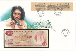 Guyana 1983. 1$ Felbélyegzett Borítékban, Bélyegzéssel T:UNC Guyana 1983. 1 Dollar In Envelope With Stamp And Cancellati - Non Classés