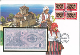 Macedónia 1992. 100D Borítékban, Alkalmi Bélyeggel és Bélyegzéssel T:UNC Macedonia 1992. 100 Dinar In Envelope With Stam - Ohne Zuordnung