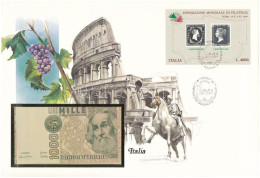 Olaszország 1982. 1000L Felbélyegzett Borítékban, Bélyegzéssel T:UNC Italy 1982. 1000 Lire In Envelope With Stamp And Ca - Non Classés