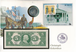 Salvador 1983. 5C Bankjegy + Kuba 1990. 1P Cu-Ni "Indulás Palos Kikötőjéből" érme Közös Borítékon, Bélyeggel és Bélyegzé - Unclassified