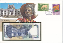 Uruguay 1989. 50P Borítékban, Alkalmi Bélyeggel és Bélyegzéssel T:UNC  Uruguay 1989. 50 Pesos In Envelope With Stamps An - Ohne Zuordnung