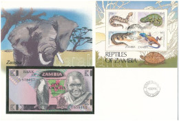 Zambia 1980-1988. 1K Felbélyegzett Borítékban, Bélyegzéssel T:UNC  Zambia 1980-1988. 1 Kwacha In Envelope With Stamp And - Ohne Zuordnung