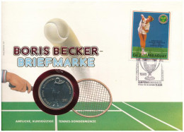 Andorra 1987. 2D Cu-Ni "Olimpia - Tenisz, Boris Becker" érmés, Bélyeges Borítékban, Paraguayi Bélyeggel, Elsőnapi Bélyeg - Zonder Classificatie
