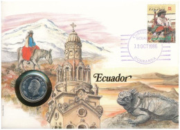 Ecuador 1985. 1S Felbélyegzett Borítékban, Bélyegzéssel, Német Nyelvű Leírással T:UNC Ecuador 1985. 1 Sucre In Envelope  - Sin Clasificación